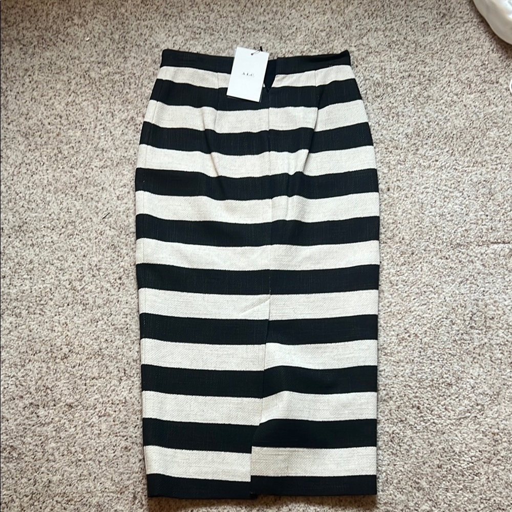 A.L.C. Black and White Midi Pencil Skirt with Slit brand new with tags
